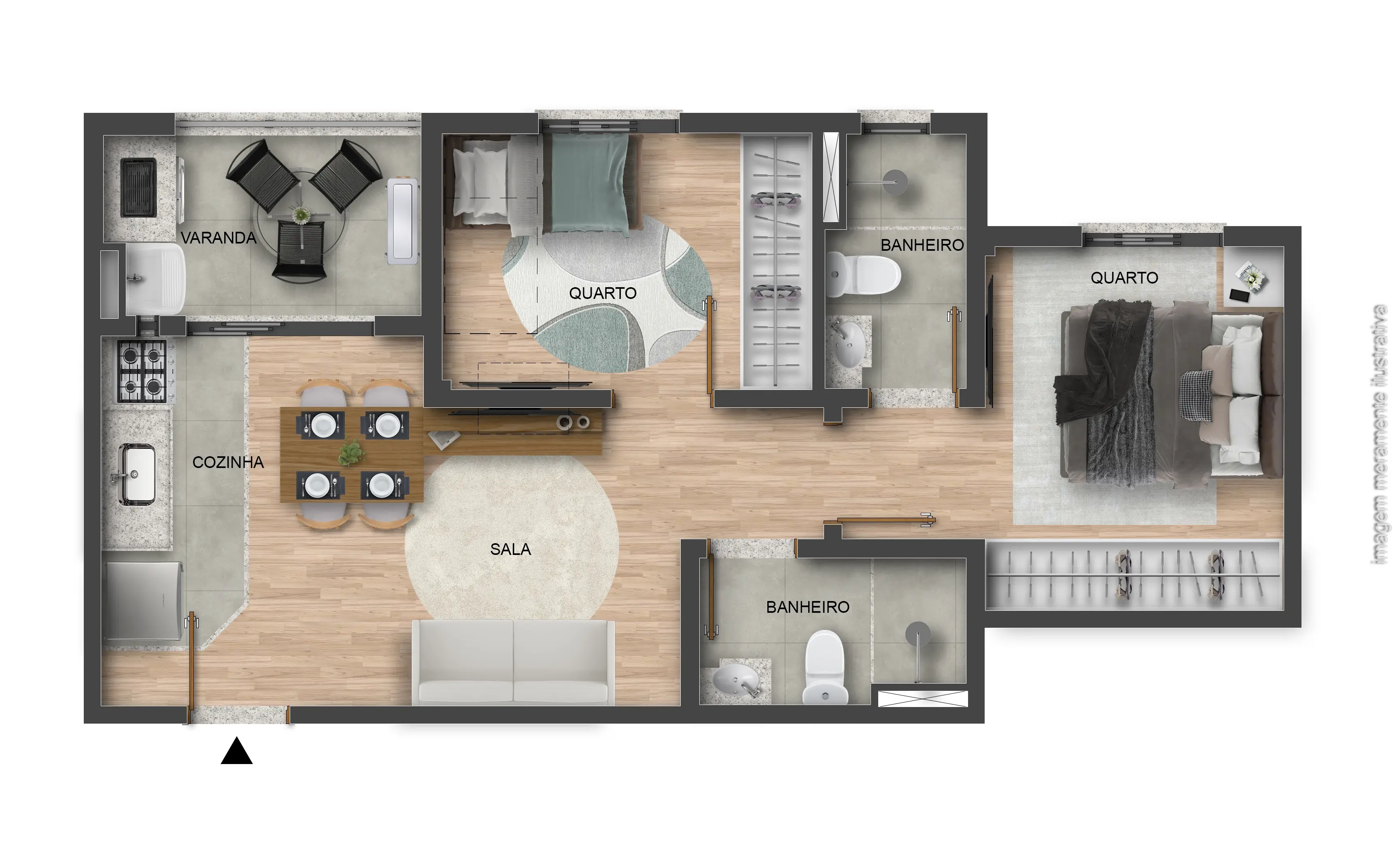 Planta do apartamento centro 47,19 m²