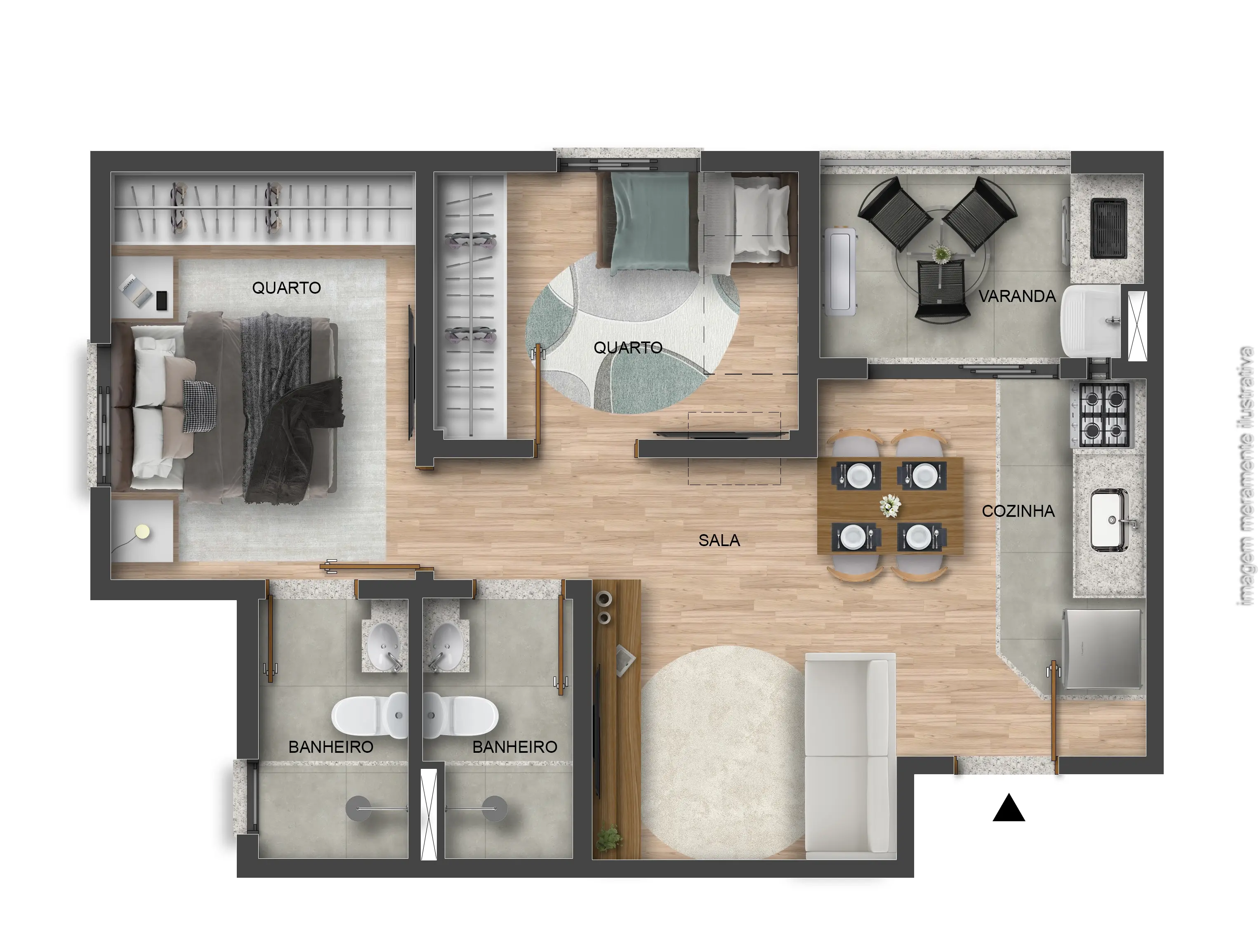 Planta do apartamento canto 47,37 m²